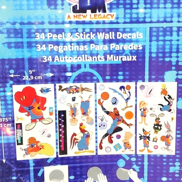 🆕️NWT Warner Bros. Looney Tunes Space Jam New Legacy Peel Sticker Wall Decals - Picture 7 of 12